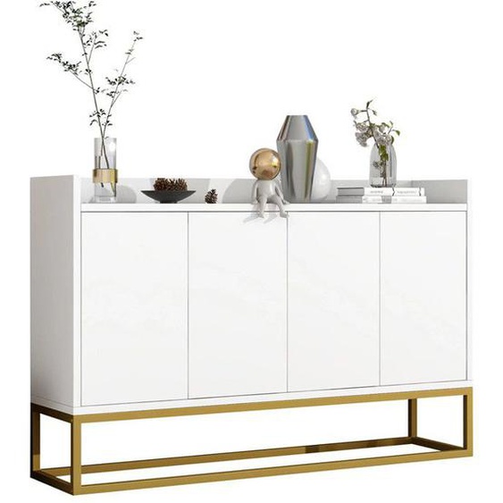 IDEASY Buffet - Style Moderne et Minimaliste - 4 Portes Sans Poignées - Pour Salle à Manger, Salon et Cuisine - 120x80x30 cm -