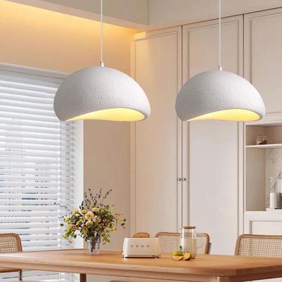 iDEGU 2pcs Moderne Suspension Luminaire Industriel 50cm Vintage Lustre Plafonnier Ciment Design Edison pour Salon Chambre,Blanc
