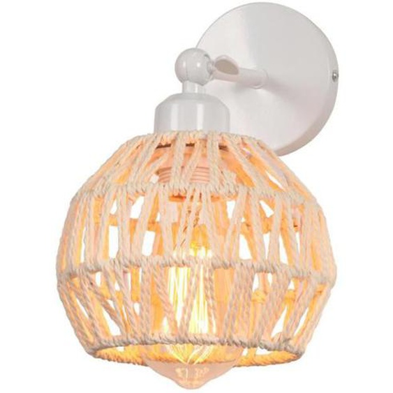 iDEGU Applique Murale Vintage en Cage Rétro Lampe Murale Industriel en Rotin Blanc E27 Luminaire Murale Réglable pour Couloir Salon