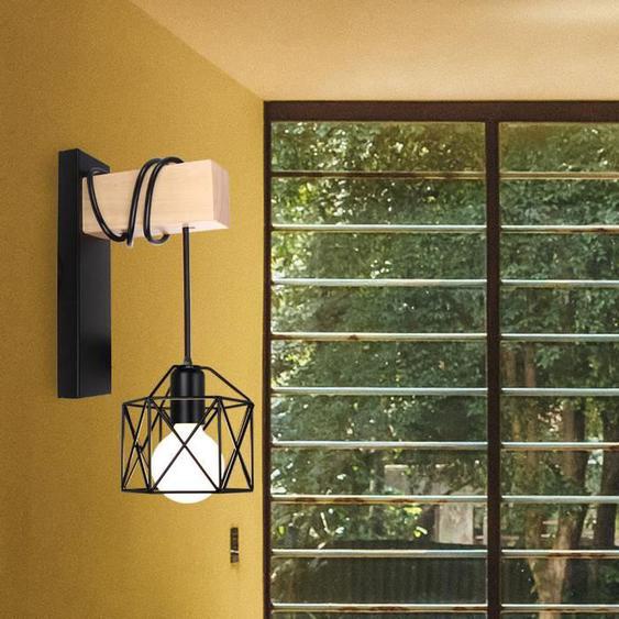 IDEGU Lampe Murale Intérieur en Métal Cage Noir,E27 Applique Murale Industrielle Vintage pour Salon Chambre