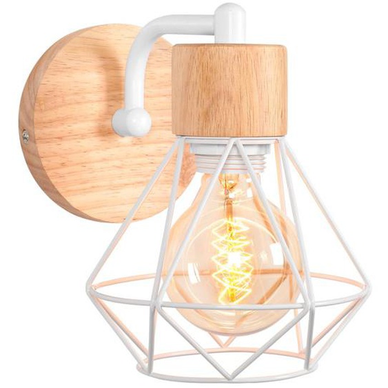 IDEGU Retro Lampe Murale Industrielle,16cm Moderne Applique Murale Vintage en Cage Bois Métal Lustre Réglable Designe Edison pour S