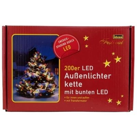 Idena Guirlande lumineuse LED 200 multicolore pour lextérieur et lintérieur longueur totale 27,9 m