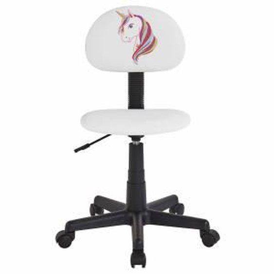 IDIMEX Chaise de bureau pour enfant UNICORN, revêtement synthétique blanc avec motif licorne