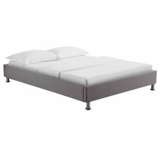 IDIMEX Lit futon double NIZZA, 140 x 190 cm, avec sommier, revêtement en tissu gris