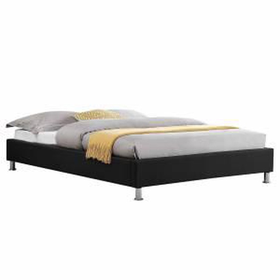 IDIMEX Lit futon double NIZZA, 140 x 190 cm, avec sommier, revêtement en tissu noir