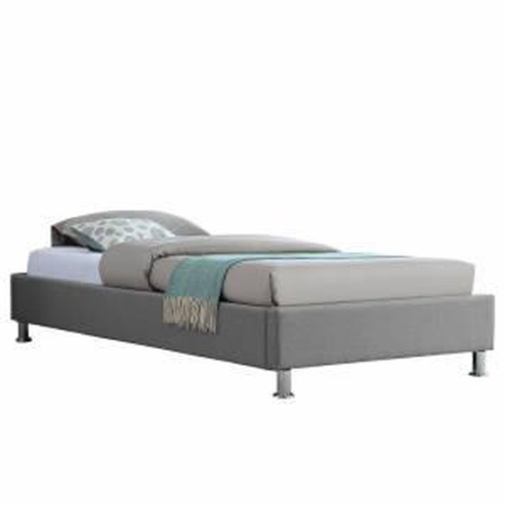IDIMEX Lit futon simple NIZZA, 90 x 190 cm, avec sommier, revêtement en tissu gris