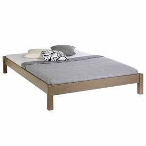 IDIMEX Lit futon TAIFUN, en pin massif, 140 x 190 cm, lasuré taupe