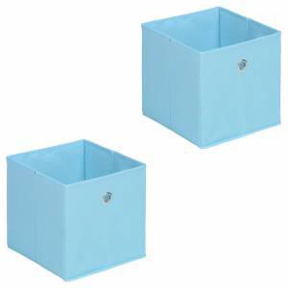 IDIMEX Lot de 2 boîtes de rangement ELA, en tissu bleu clair