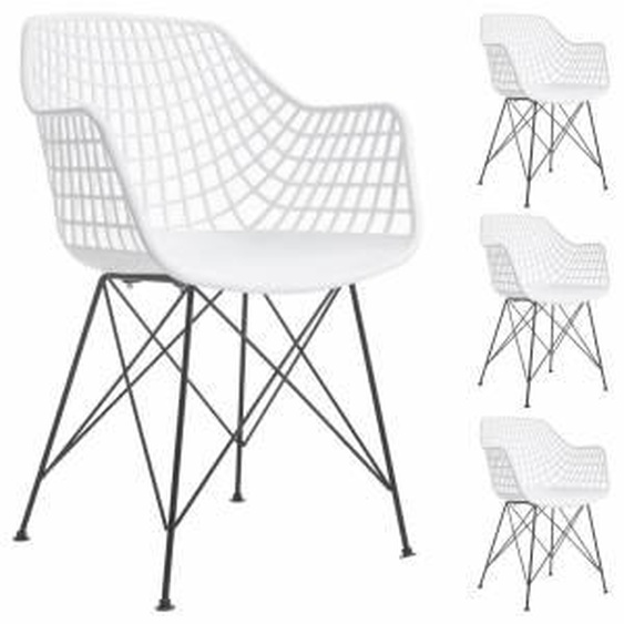 IDIMEX Lot de 4 chaises ALICANTE, en plastique blanc