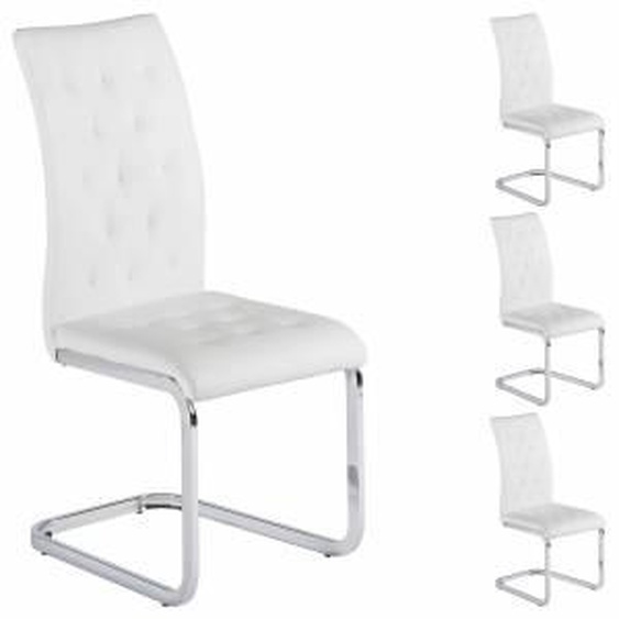 IDIMEX Lot de 4 chaises CHLOE, en synthétique blanc