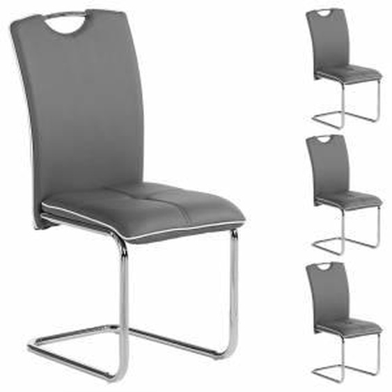 IDIMEX Lot de 4 chaises ELEONORA, en synthétique gris