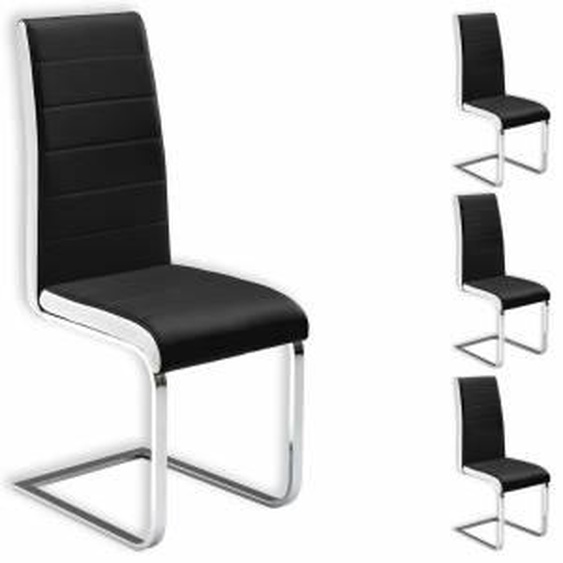 IDIMEX Lot de 4 chaises EVELYN, en synthétique noir et blanc