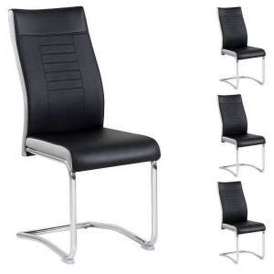 IDIMEX Lot de 4 chaises LOANO, en synthétique noir et gris