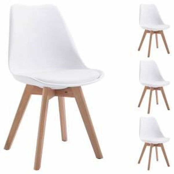 IDIMEX Lot de 4 chaises scandinaves ABBY, en synthétique blanc