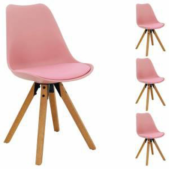 IDIMEX Lot de 4 chaises scandinaves TYSON, en synthétique rose