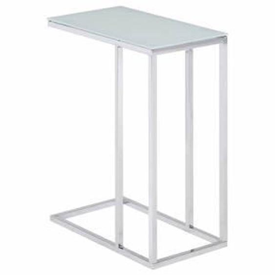 IDIMEX Table dappoint rectangulaire BELGRAD, en métal chromé et plateau en verre transparent