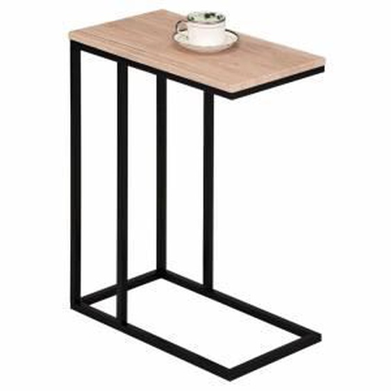 IDIMEX Table dappoint rectangulaire DEBORA, en métal noir et décor chêne sauvage