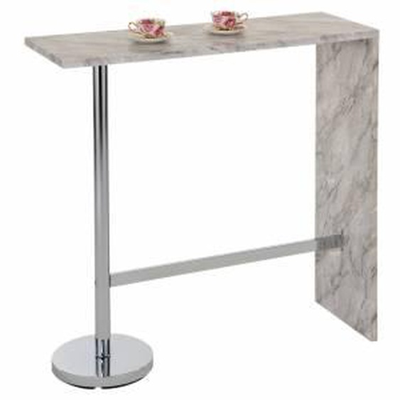 IDIMEX Table haute de bar RICARDO, décor marbre gris