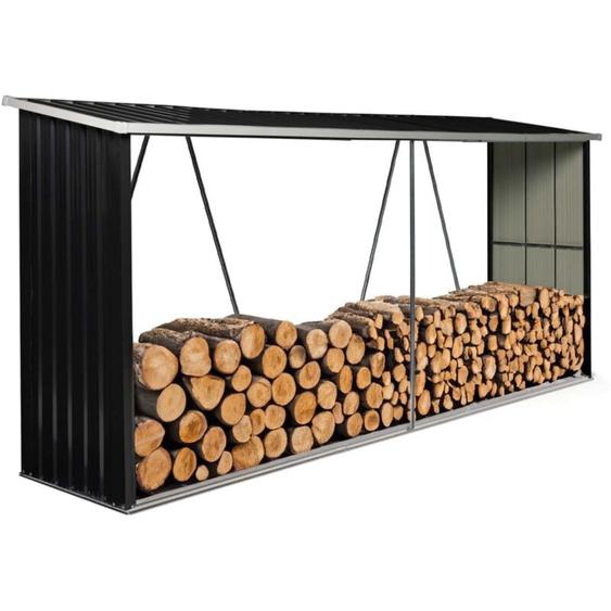 Idmarket - Abri de stockage 4 m³ gris en acier galvanisé pour bûches
