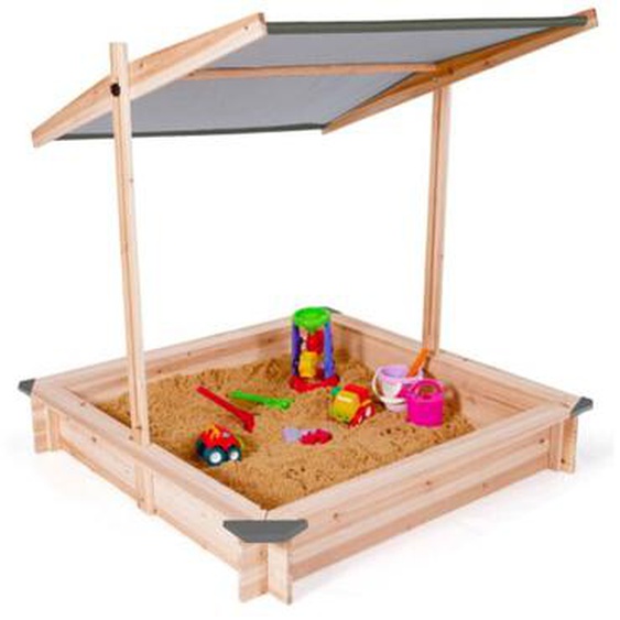 Idmarket - Bac à sable kids bois avec toit ouvrant gris