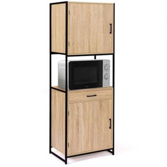 Buffet de cuisine 60 cm detroit meuble 2 portes design industriel + tiroir