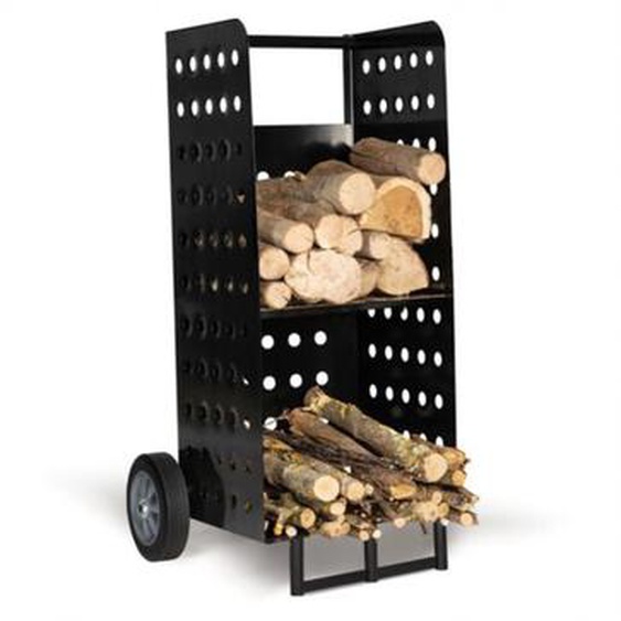 Idmarket - Chariot porte bûches acier noir 40 x 40 x 100,5 cm pour cheminée