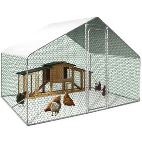 Idmarket - Enclos poulailler 6 m² parc grillagé - 3x2 m - Acier galvanisé - Naturel