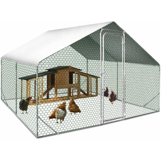 Enclos poulailler Idmarket 9 m² parc grillagé - 3x3 m - Acier galvanisé - Naturel