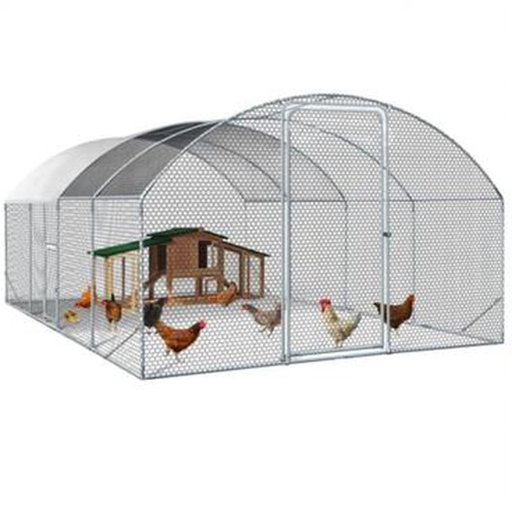 Idmarket - Enclos poulailler dôme 15 m² - Parc grillagé 3x5 m - Avec porte latérale - Naturel