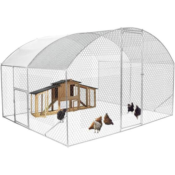 Enclos poulailler dôme 7,5 m² parc grillagé 3x2,5 m avec porte latérale