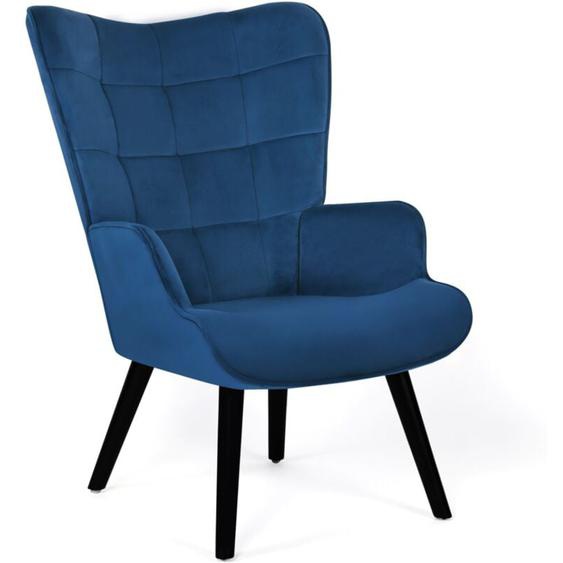 Idmarket - Fauteuil scandinave ania en velours bleu