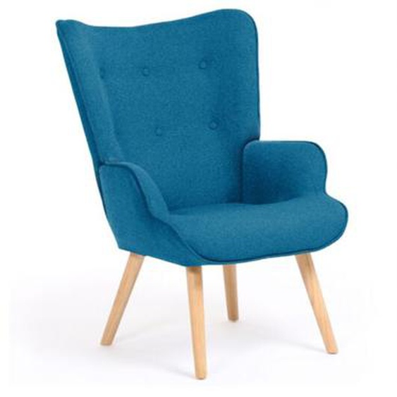 Fauteuil scandinave ivar en tissu bleu canard