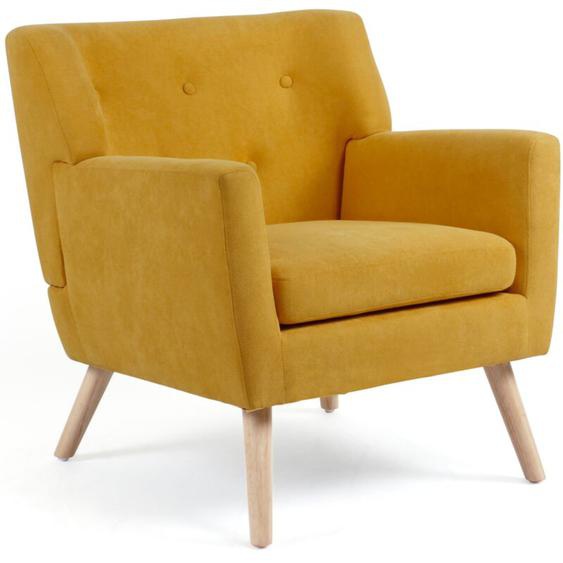 Idmarket - Fauteuil scandinave liv en tissu jaune moutarde