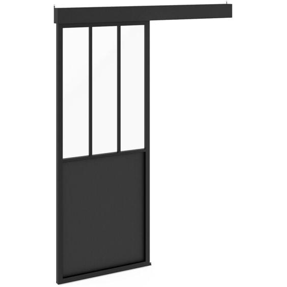 Idmarket - Kit porte coulissante verrière 83 cm en métal + mdf avec rail et fixations