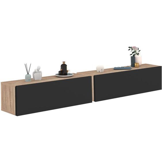 Idmarket - Lot de 2 consoles suspendues étagères murales elyos 1 porte bois et noir