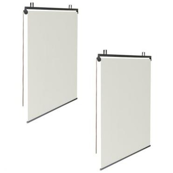 Lot de 2 stores enrouleurs L.124 x h. 225 cm pour pergola écru