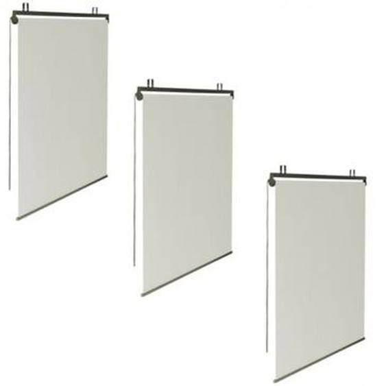 Idmarket - Lot de 3 stores enrouleurs L.124 x h. 225 cm pour pergola écru