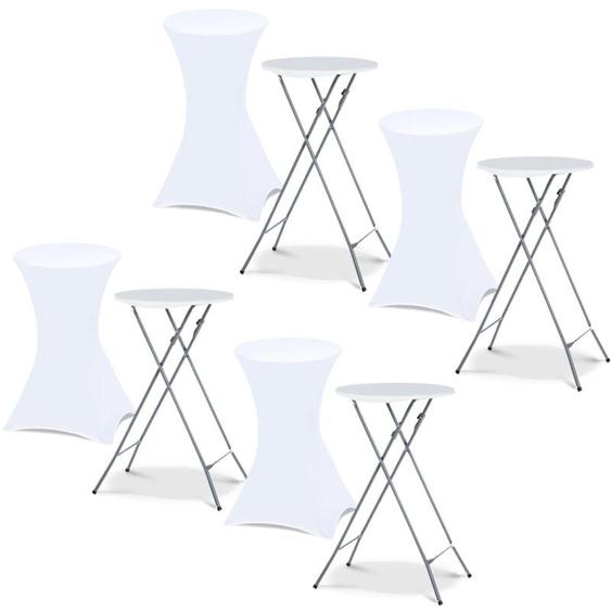 Idmarket - Lot de 4 tables hautes pliantes 105 cm et 4 housses blanches