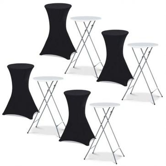 Idmarket - Lot de 4 tables hautes pliantes 105 cm et 4 housses noires