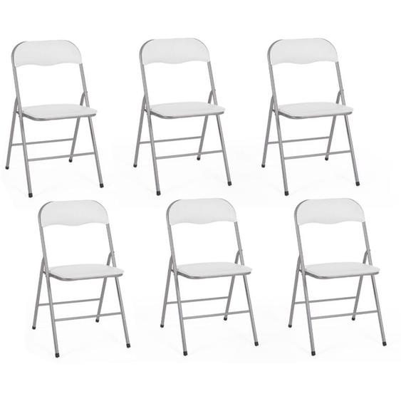 Idmarket - Lot de 6 chaises pliantes kity blanches en pu