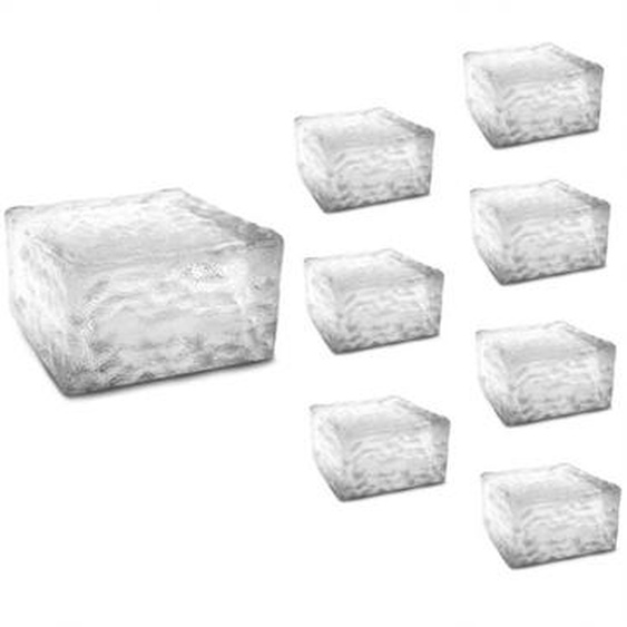 Idmarket - Lot de 8 pavés solaires en verre 4 leds blanches éclairage de jardin