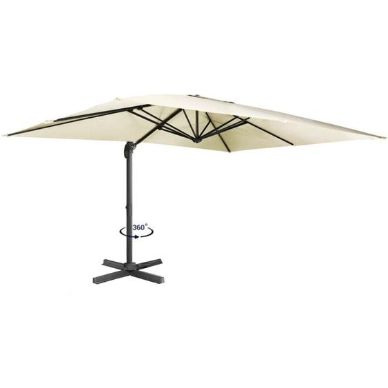 Idmarket - Parasol déporté inclinable rotatif 360 calvi écru 3x4 m avec housse