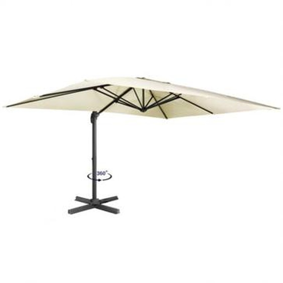 Idmarket - Parasol déporté inclinable rotatif 360 calvi écru avec housse