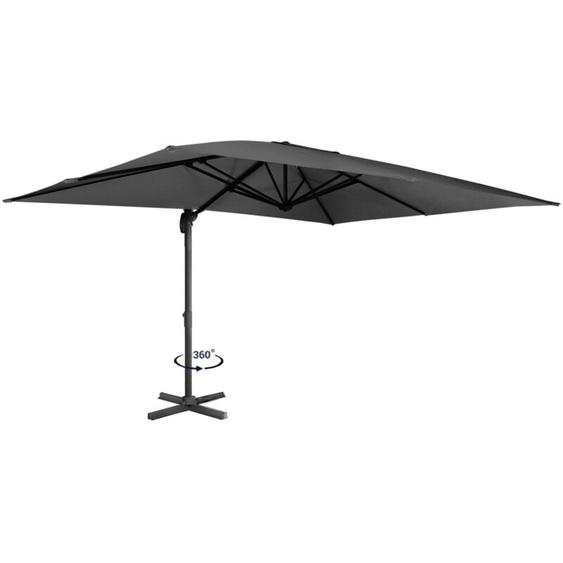 Idmarket - Parasol déporté inclinable rotatif 360 calvi gris 3x4 m avec housse