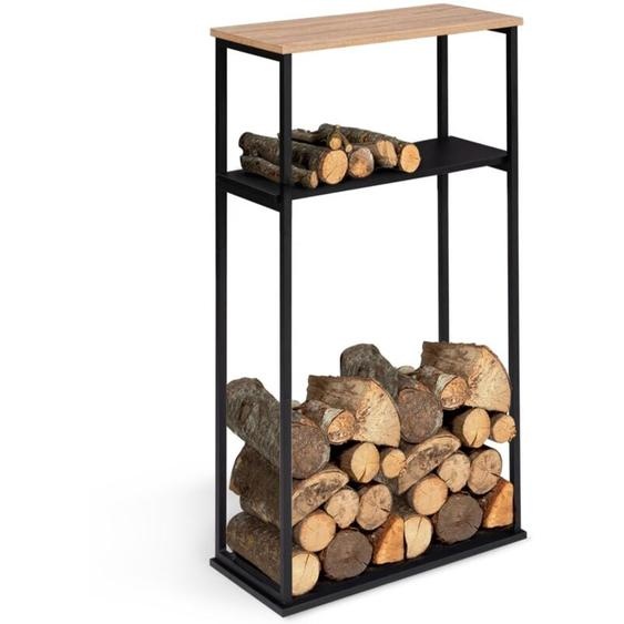 Idmarket - Range bûches vertical large avec étagères 33 x 66 x 112 cm pour cheminée
