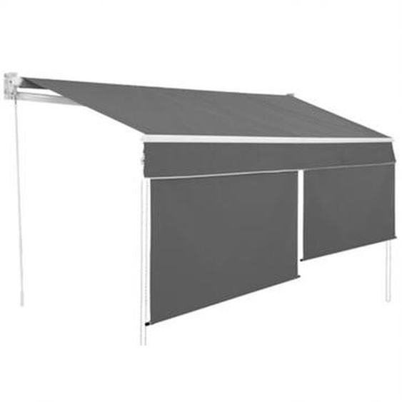 Idmarket - Store banne manuel 3x2 m gris anthracite lambrequin H.1,50 m