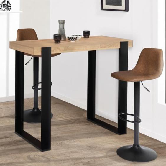 IDMARKET Table haute de bar PHOENIX bois et noir 113 cm