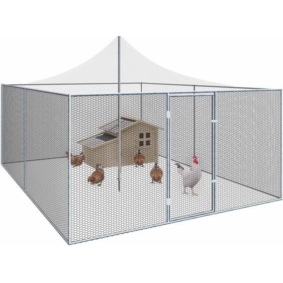 Idmarket - Volière 12m² enclos poulailler 3x4M parc grillagé toit filet acier galvanisé