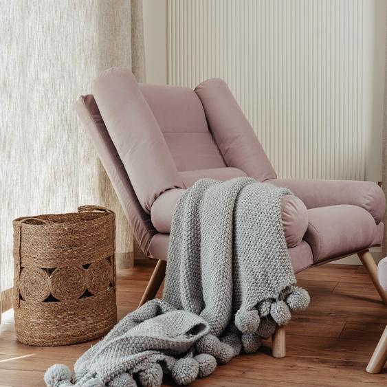Idohome - Fauteuil convertible avec repose-pieds LILA, rembourré, sur pieds de style scandinave. Couleur : Rose Trinity 19