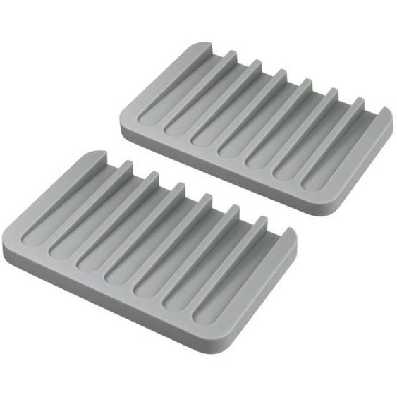 Porte Savon Silicone avec Drainage - IGADGITZ - Lot de 2 - Gris